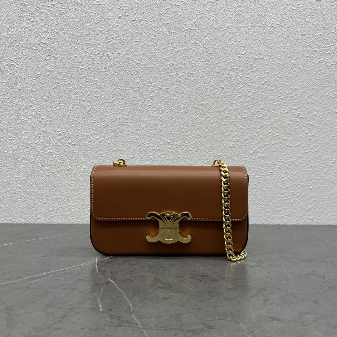 Celine Chain Shoulder Bag Claude In Shiny Calfskin Tan/Gold 197992